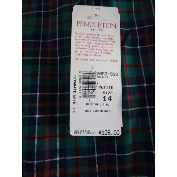 Pendleton Petite Preppy Tartan Plaid Skirt Sz 14 Damaged With Tags Repair Cutter - Picture 9 of 16